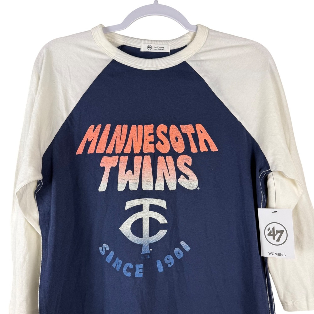 NWT 47 Brand Womens Medium Minnesota Twins‎ Baseball MLB Raglan Shirt